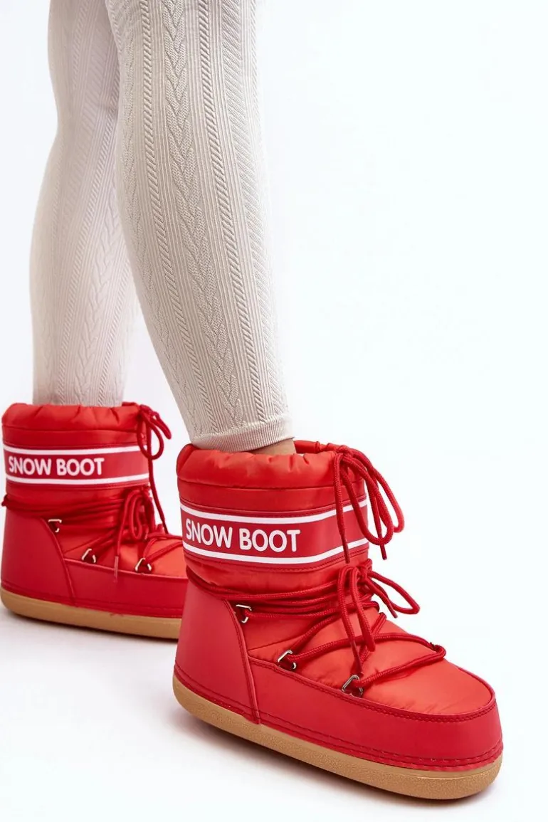 Damskie Wiązane Śniegowce Czerwone Soia