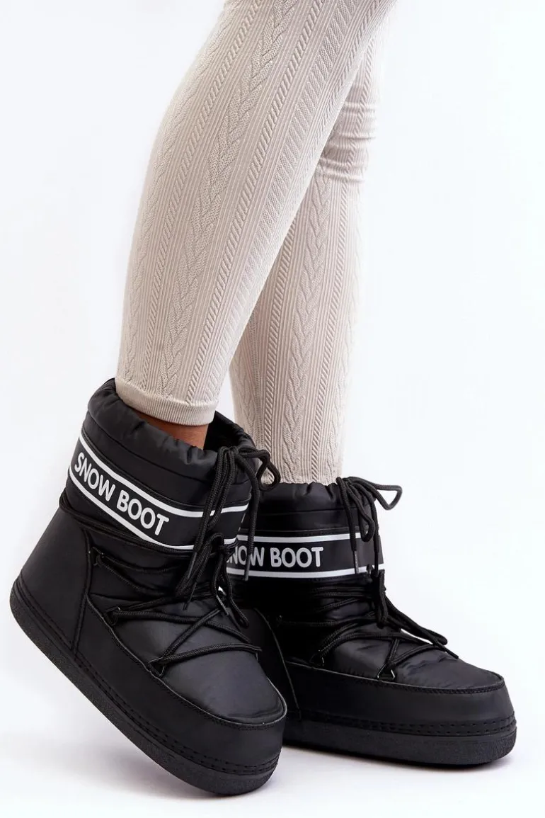 Damskie Wiązane Śniegowce Czarne Soia