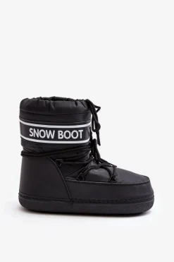 Damskie Wiązane Śniegowce Czarne Soia