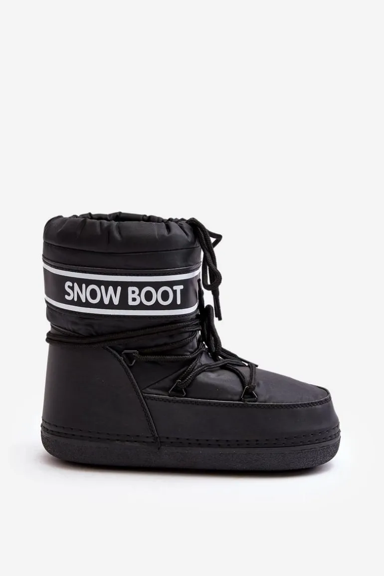 Damskie Wiązane Śniegowce Czarne Soia