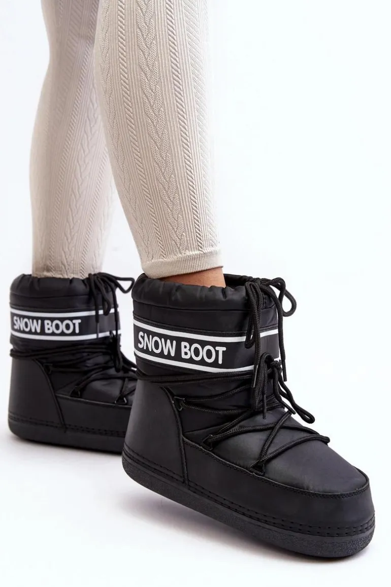 Damskie Wiązane Śniegowce Czarne Soia