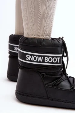 Damskie Wiązane Śniegowce Czarne Soia