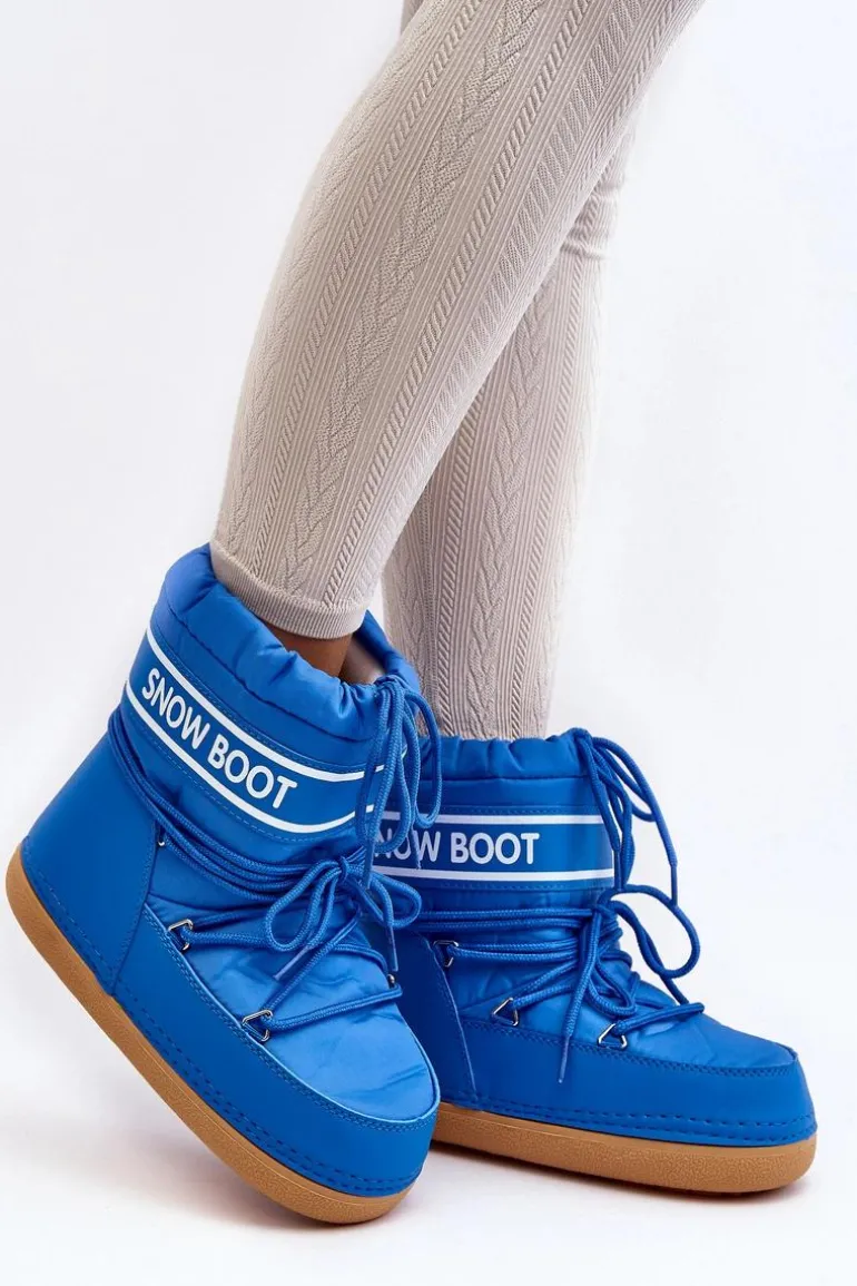 Damskie Wiązane Śniegowce Niebieskie Soia