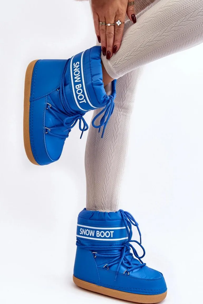 Damskie Wiązane Śniegowce Niebieskie Soia