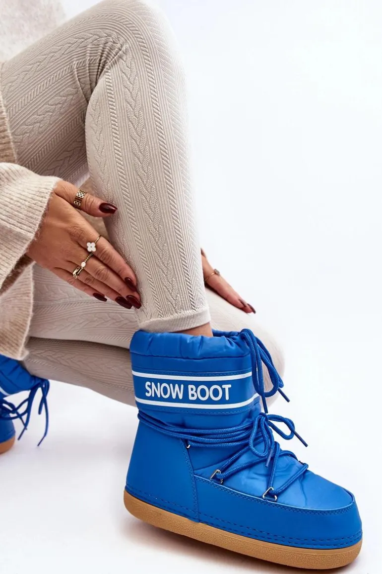 Damskie Wiązane Śniegowce Niebieskie Soia