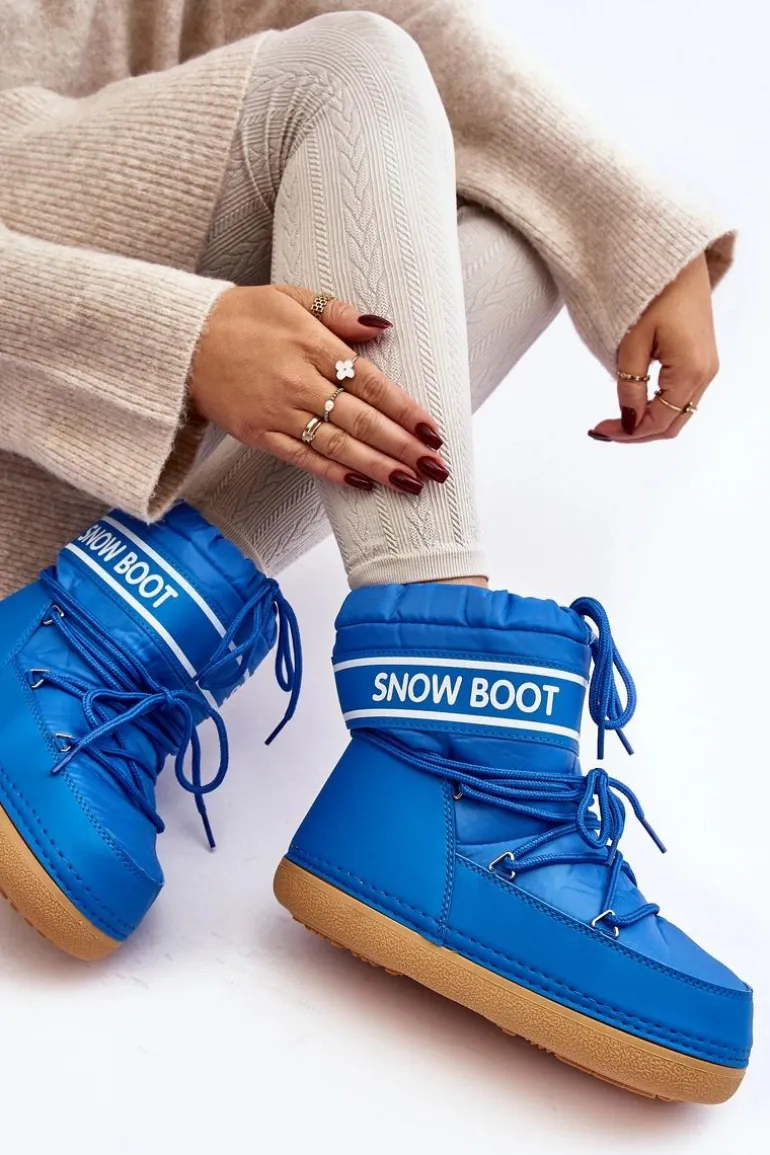 Damskie Wiązane Śniegowce Niebieskie Soia