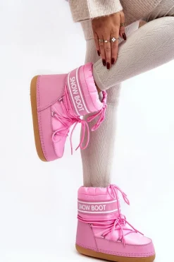 Damskie Wiązane Śniegowce Różowe Soia