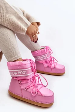Damskie Wiązane Śniegowce Różowe Soia