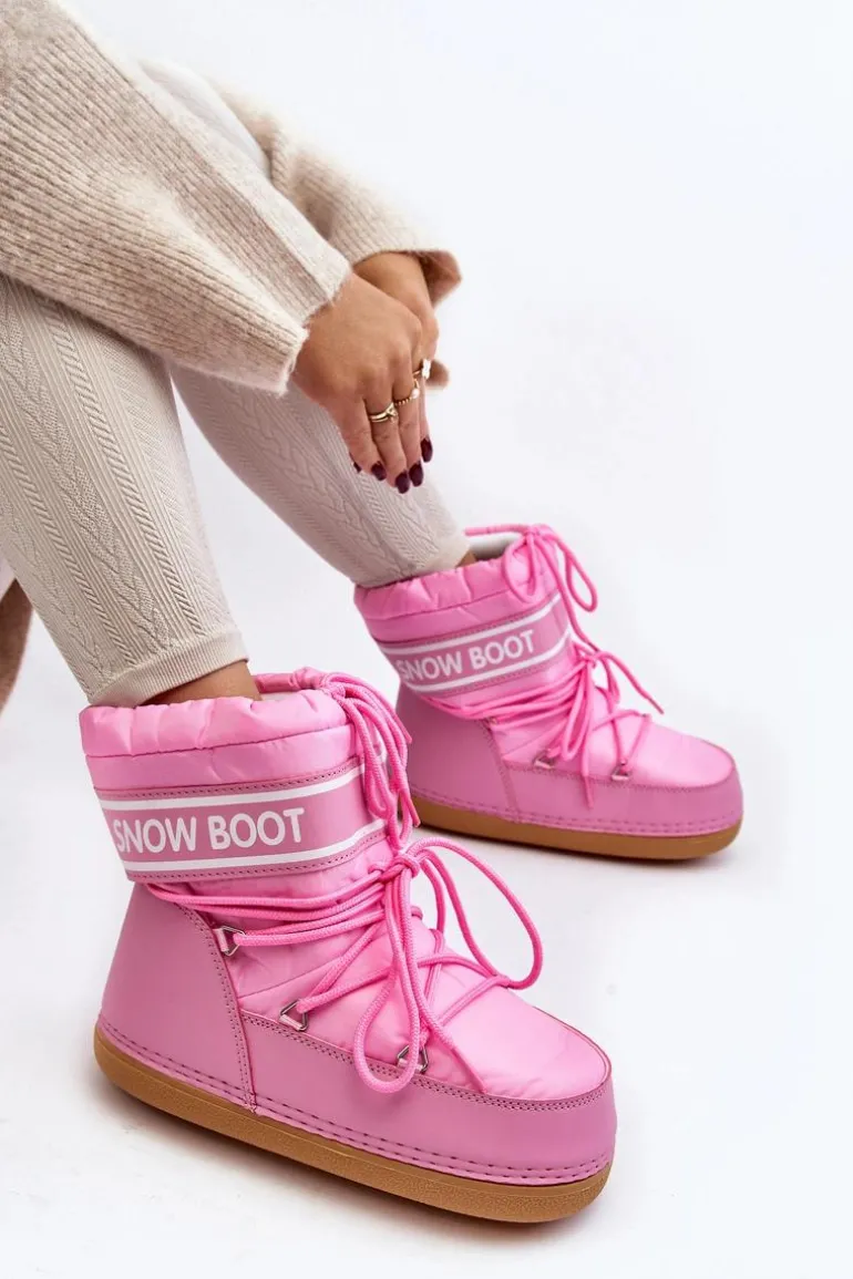 Damskie Wiązane Śniegowce Różowe Soia