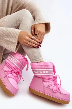 Damskie Wiązane Śniegowce Różowe Soia