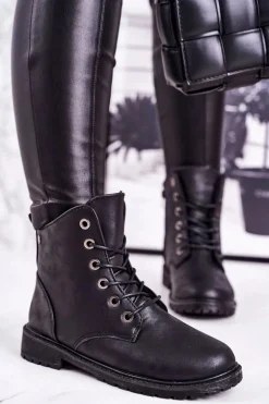 Damskie Workery Botki Ocieplane Futerkiem Czarne Mia