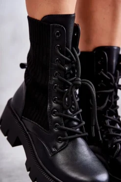 Damskie Workery Botki Ze Skarpetą Czarne Abigail