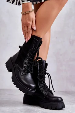 Damskie Workery Botki Ze Skarpetą Czarne Abigail