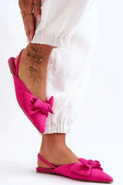 Damskie Wsuwane Baleriny Z Kokardą Fuksja Nadine