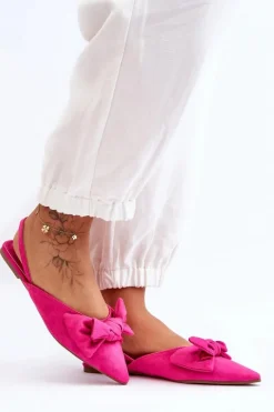 Damskie Wsuwane Baleriny Z Kokardą Fuksja Nadine