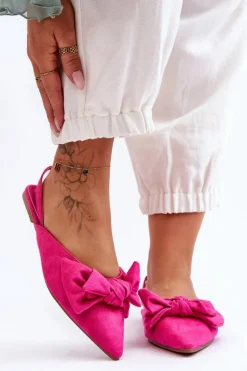 Damskie Wsuwane Baleriny Z Kokardą Fuksja Nadine