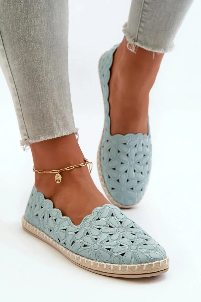 Damskie Wsuwane Baleriny W Kwiaty Niebieskie Vennice