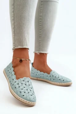 Damskie Wsuwane Baleriny W Kwiaty Niebieskie Vennice