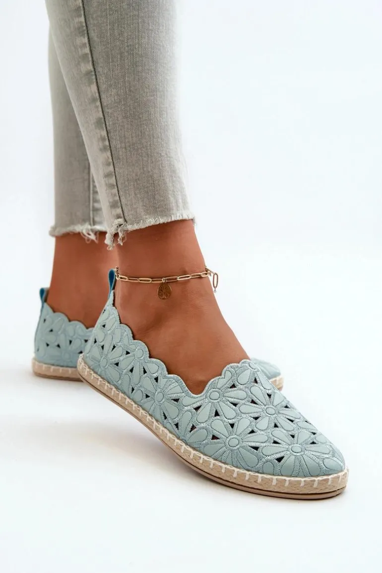 Damskie Wsuwane Baleriny W Kwiaty Niebieskie Vennice