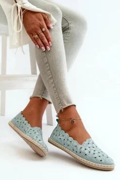 Damskie Wsuwane Baleriny W Kwiaty Niebieskie Vennice