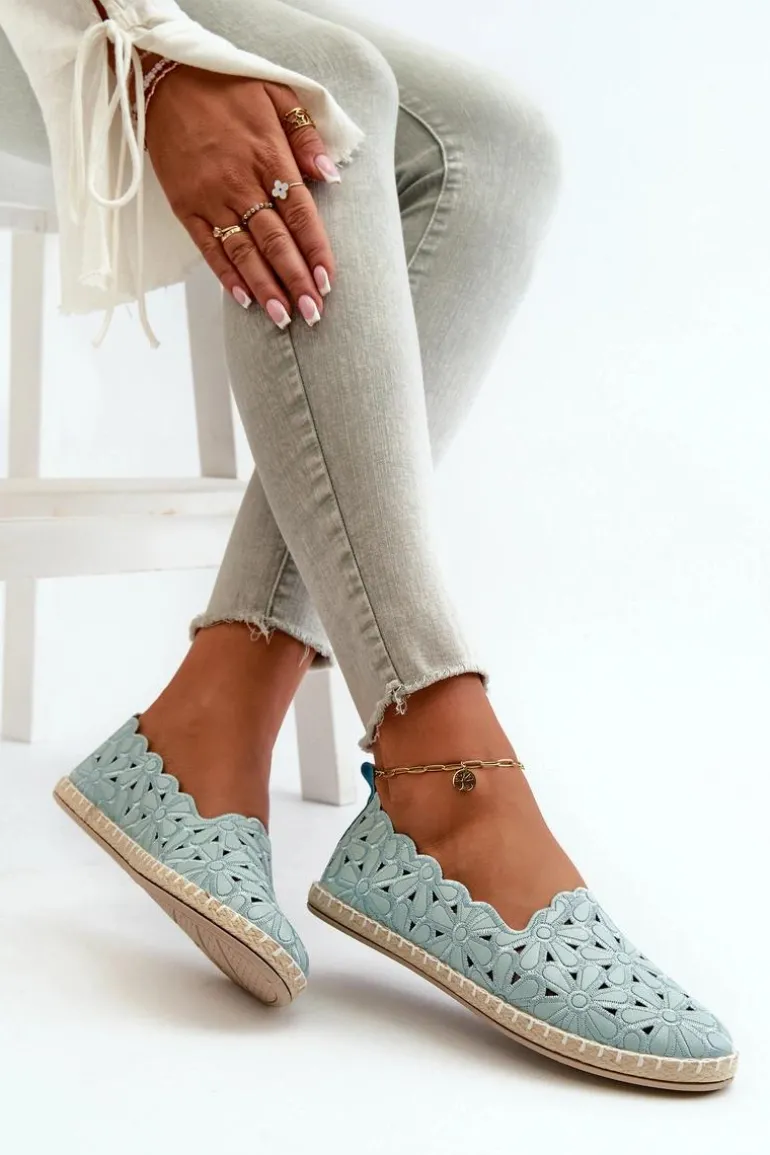 Damskie Wsuwane Baleriny W Kwiaty Niebieskie Vennice