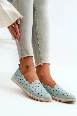 Damskie Wsuwane Baleriny W Kwiaty Niebieskie Vennice