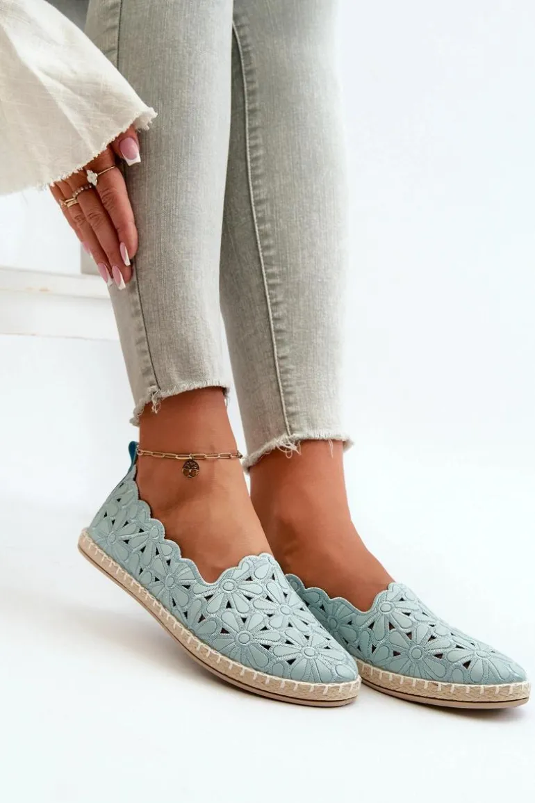 Damskie Wsuwane Baleriny W Kwiaty Niebieskie Vennice