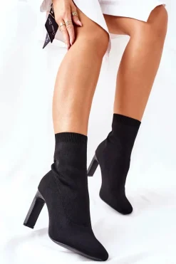 Damskie Wsuwane Botki Ze Skarpetą Czarne Tonight