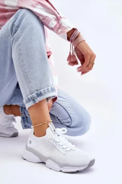 Damskie Wsuwane Buty Sportowe Memory Foam System Big Star LL274A142 Białe