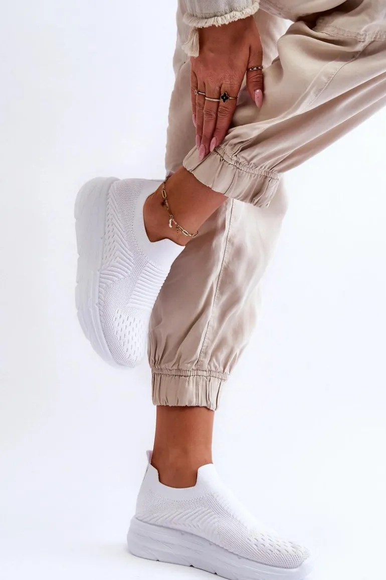 Damskie Wsuwane Buty Sportowe Białe Ferive