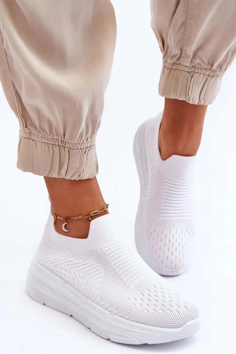 Damskie Wsuwane Buty Sportowe Białe Ferive