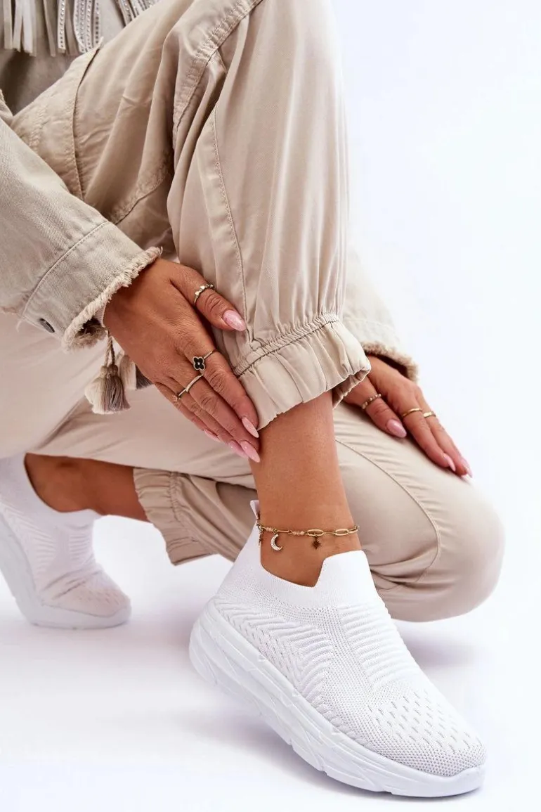 Damskie Wsuwane Buty Sportowe Białe Ferive