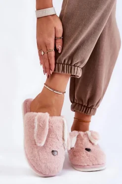 Damskie Wsuwane Futrzane Papcie Jasnofioletowe Remmi