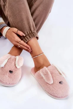 Damskie Wsuwane Futrzane Papcie Jasnofioletowe Remmi