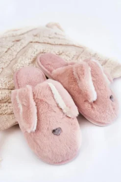 Damskie Wsuwane Futrzane Papcie Jasnofioletowe Remmi