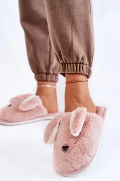 Damskie Wsuwane Futrzane Papcie Jasnofioletowe Remmi