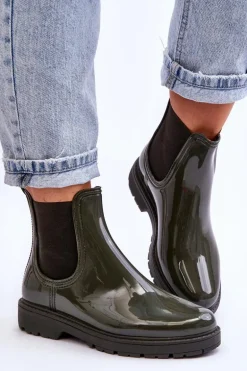 Damskie Wsuwane Kalosze Sztyblety Ciemnozielone Larone