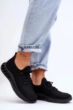 Damskie Wsuwane Materiałowe Sneakersy Czarne Venett