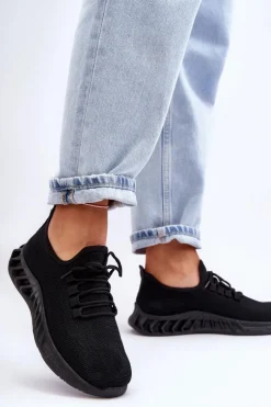 Damskie Wsuwane Materiałowe Sneakersy Czarne Venett