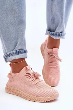 Damskie Wsuwane Materiałowe Buty Sportowe Różowe Zauna