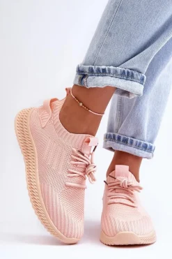 Damskie Wsuwane Materiałowe Buty Sportowe Różowe Zauna