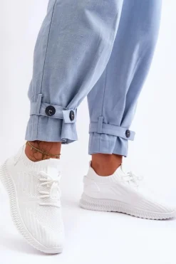 Damskie Wsuwane Materiałowe Buty Sportowe Białe Zauna