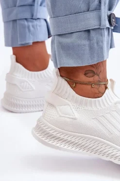 Damskie Wsuwane Materiałowe Buty Sportowe Białe Zauna