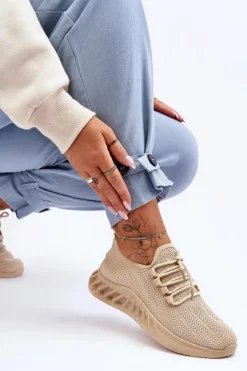Damskie Wsuwane Materiałowe Sneakersy Beżowe Venett