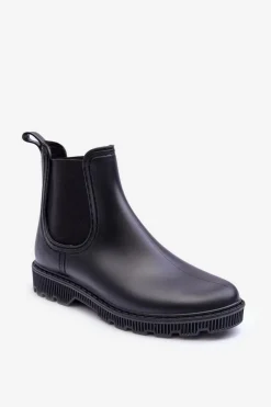 Damskie Wsuwane Matowe Kalosze Czarne Helinca