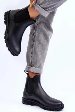 Damskie Wsuwane Matowe Kalosze Czarne Helinca