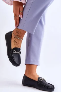 Damskie Wsuwane Mokasyny Z Błyszczącą Ozdobą Czarne This Moment