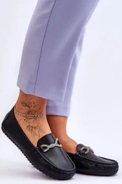 Damskie Wsuwane Mokasyny Z Błyszczącą Ozdobą Czarne This Moment