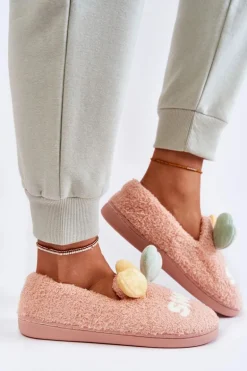 Damskie Wsuwane Papcie Z Sercami Różowe Alasca