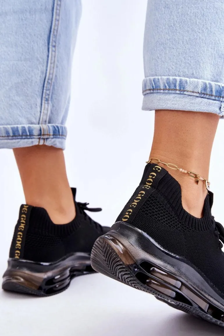 Damskie Wsuwane Skarpetkowe Buty GOE JJ2N4080 Czarne